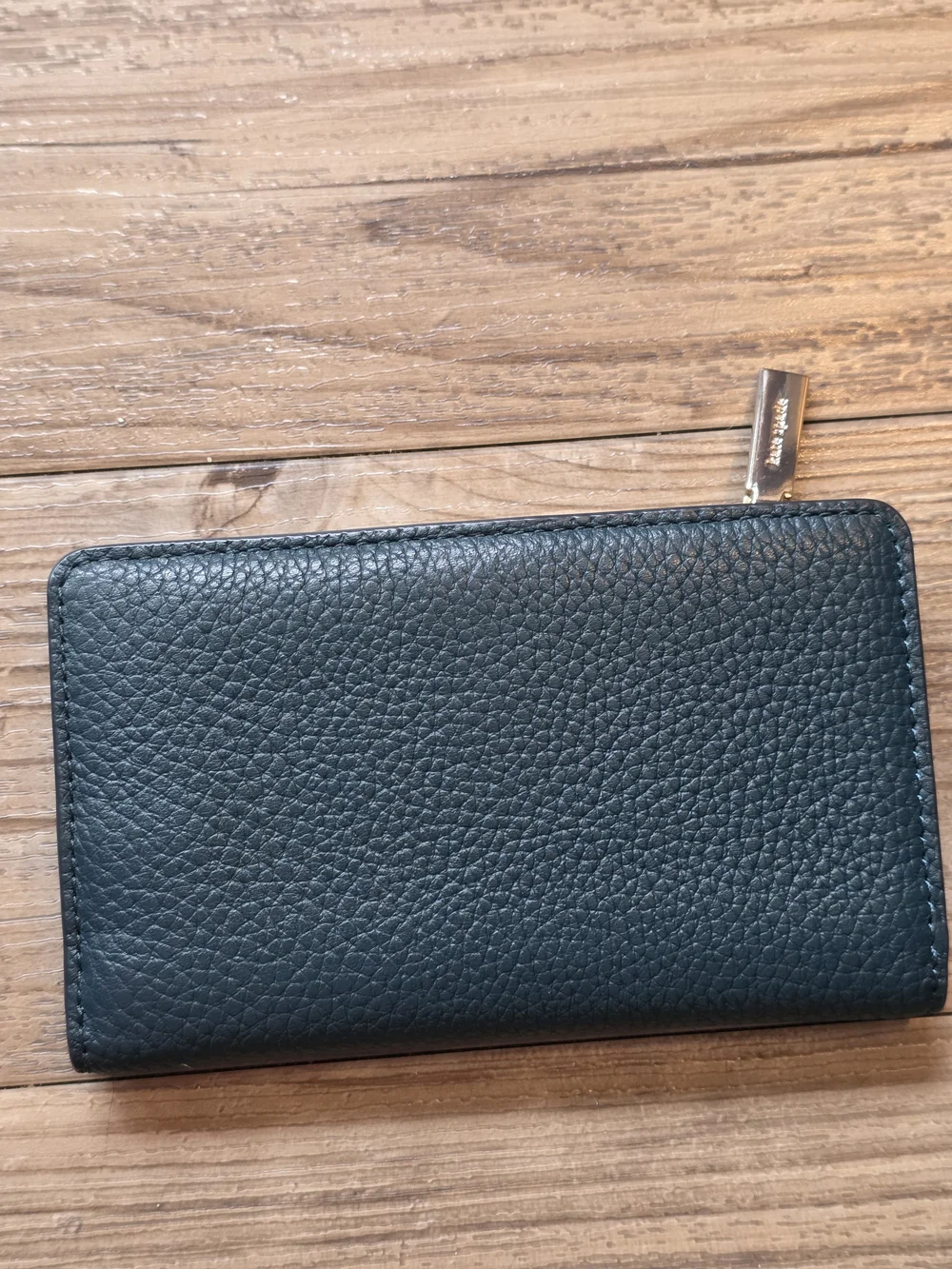 Kate Spade Pebbled Leather Zip Wallet in Dark Teal Green